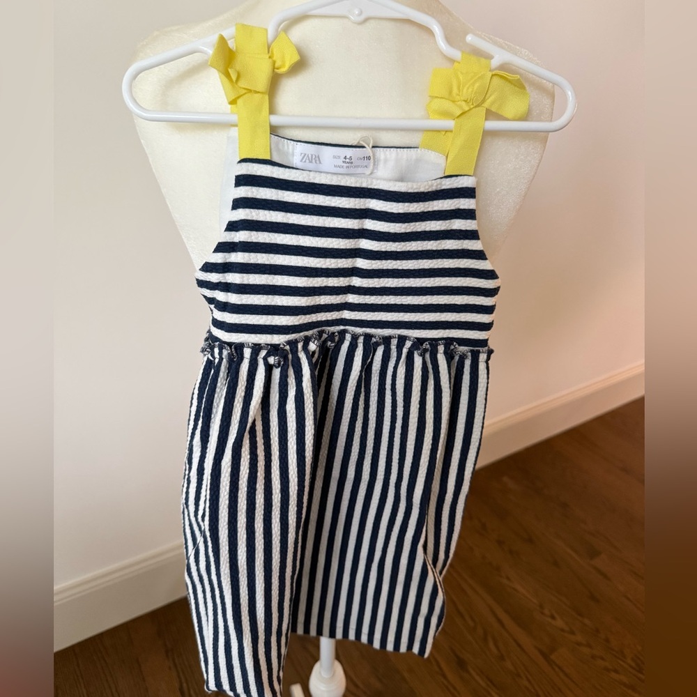 Zara Girls Blue/White Stripe Dress NWOT